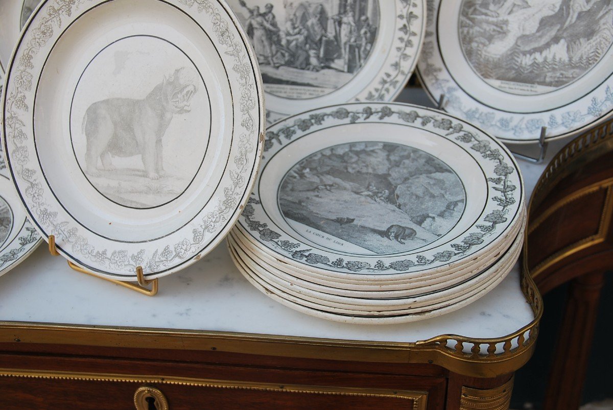 Set Of 14 Plates In Creil And Motereau XIX-photo-1