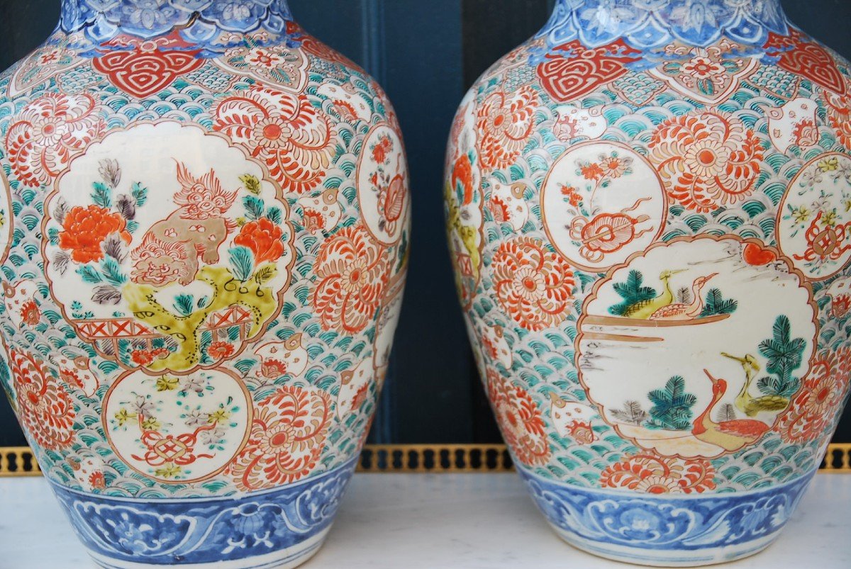 Pair Of Potiche In Polychrome Porcelain-photo-5