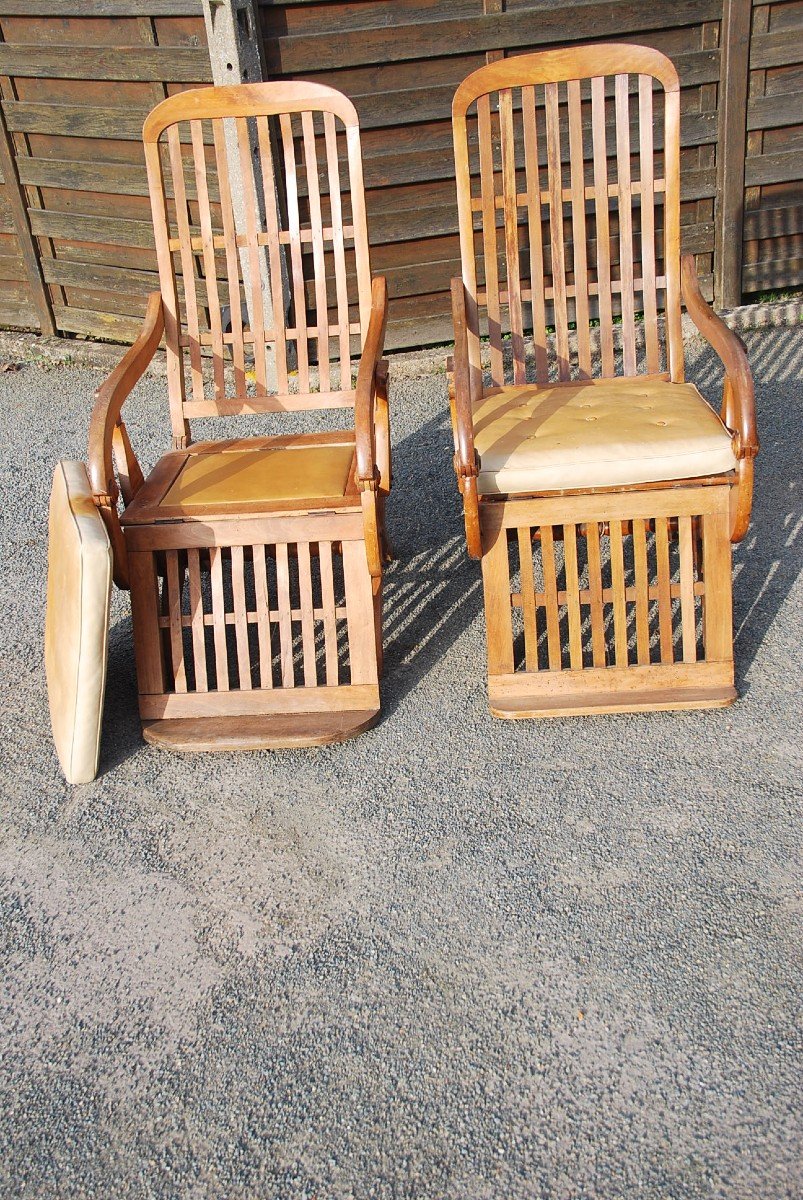 Pair Of Large Rocking Armchairs In Walnut-photo-4