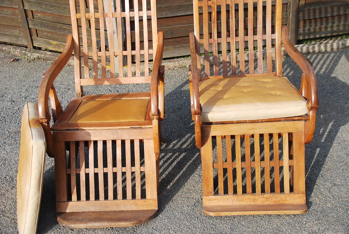 Pair Of Large Rocking Armchairs In Walnut-photo-5