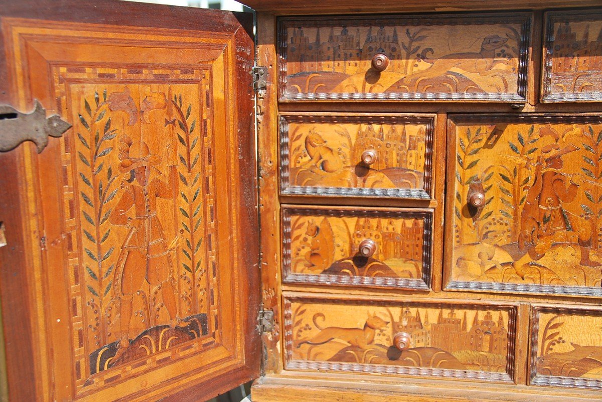 Rare Cabinet In Marquetry Augsburg XVII-photo-2