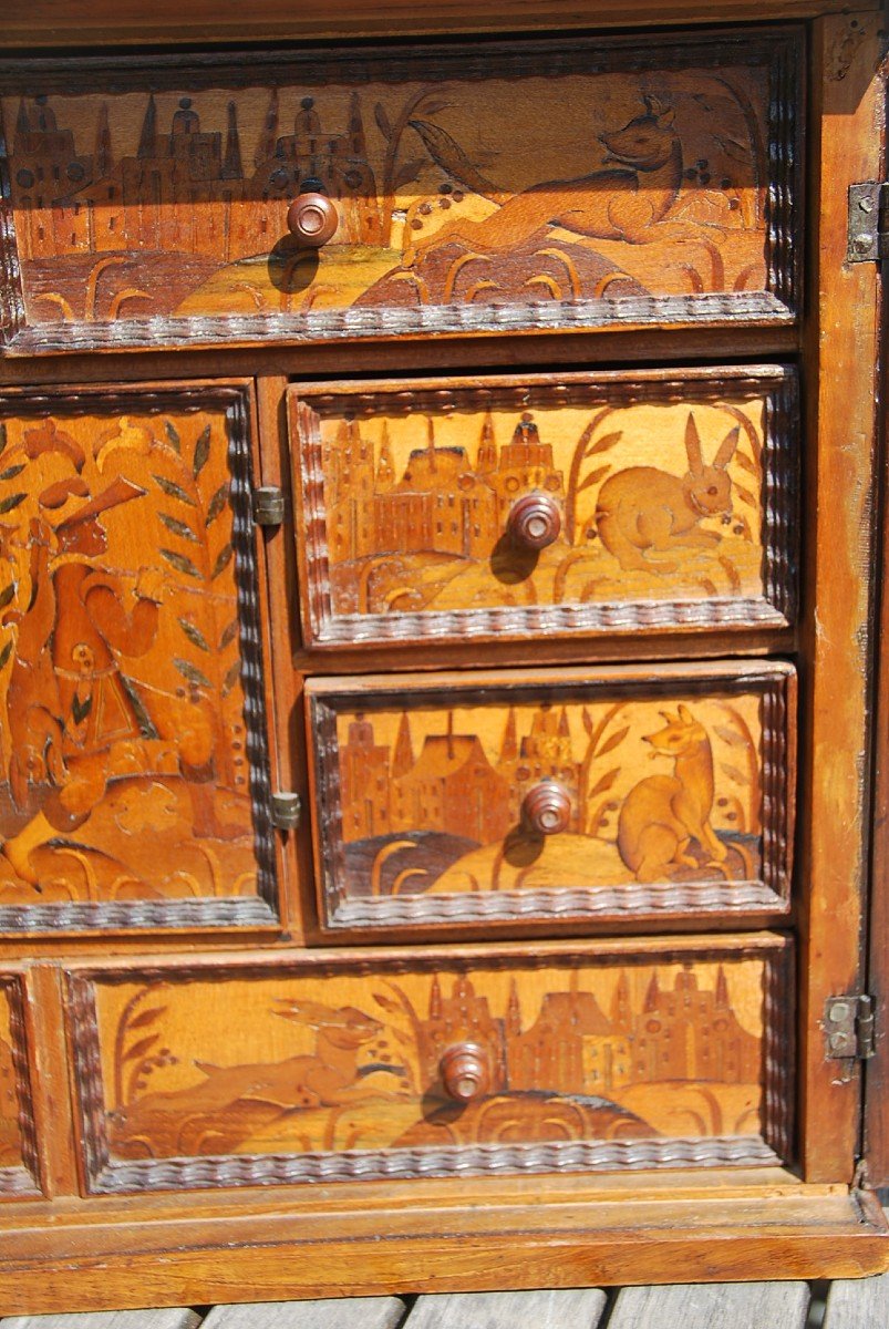 Rare Cabinet In Marquetry Augsburg XVII-photo-4