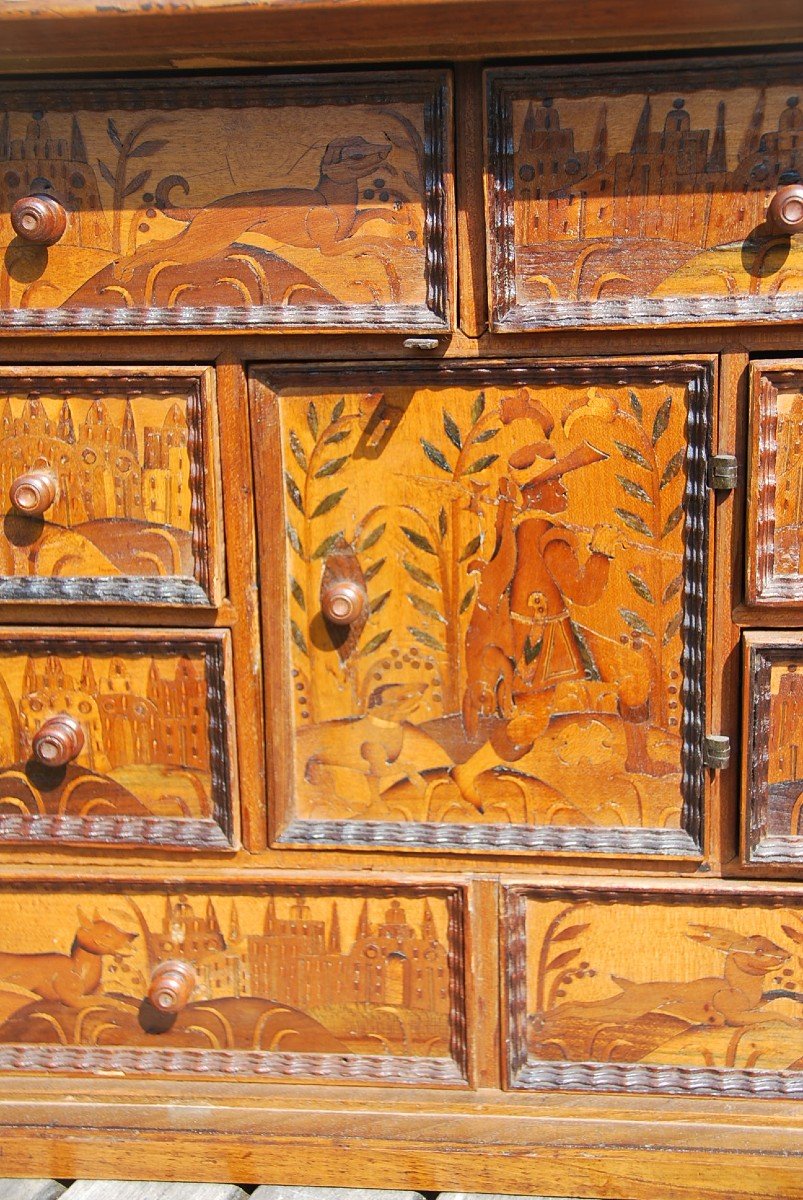 Rare Cabinet In Marquetry Augsburg XVII-photo-1