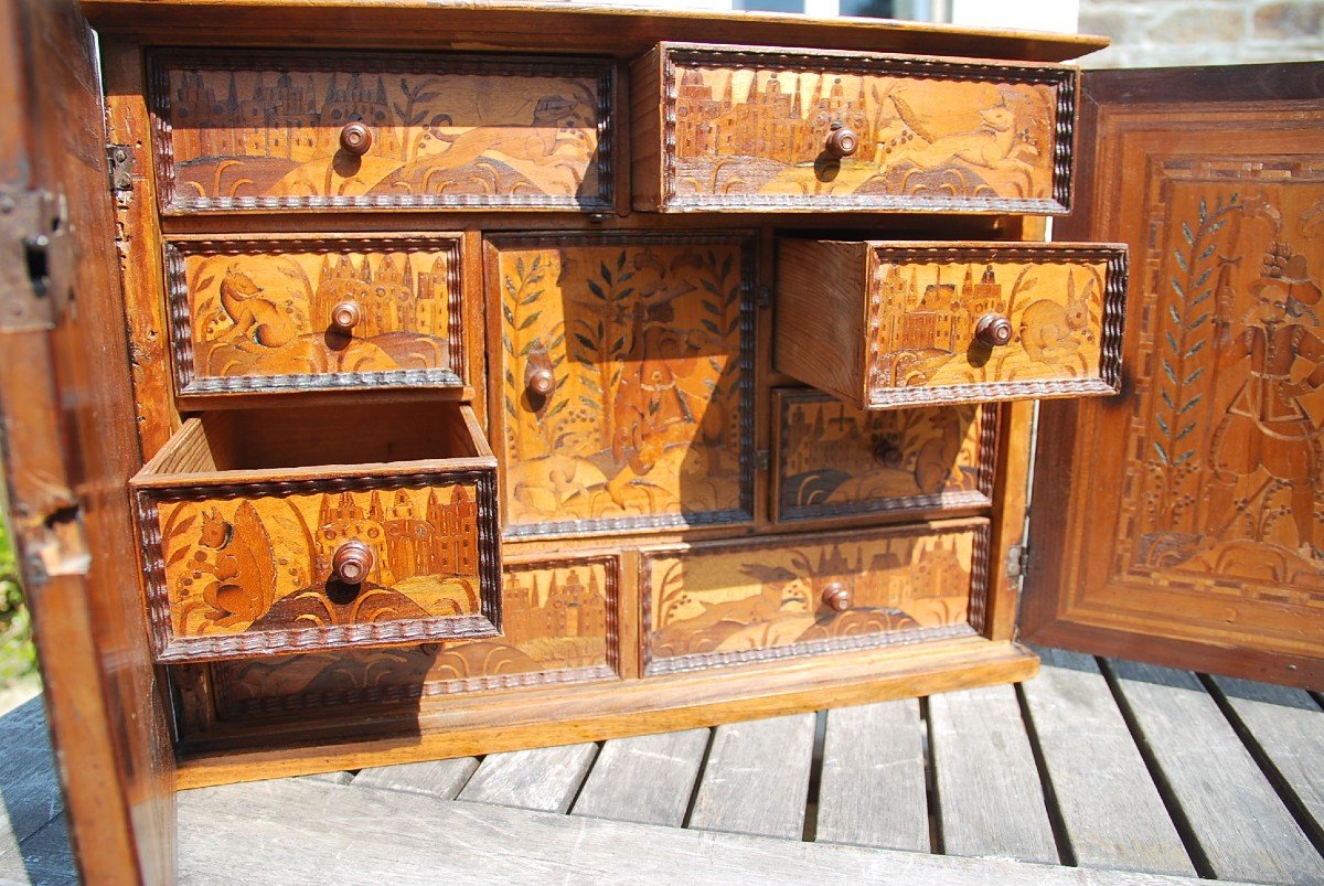 Rare Cabinet In Marquetry Augsburg XVII-photo-8