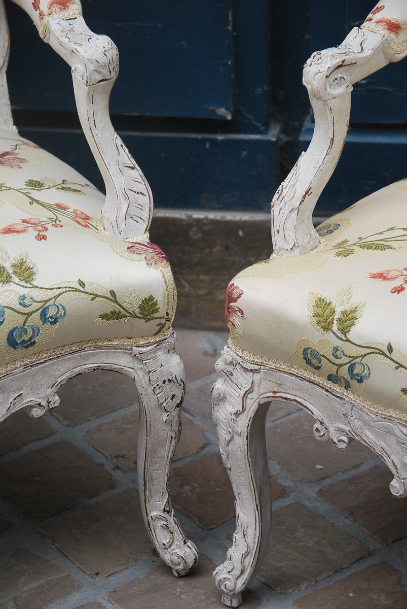 Paire D Importants Fauteuils à Dossier Plat XVIII-photo-1