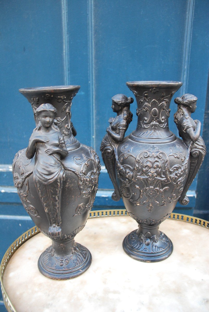 Pair Of Neoclassical Terracotta Vases In The Style Of B Bloch-photo-2
