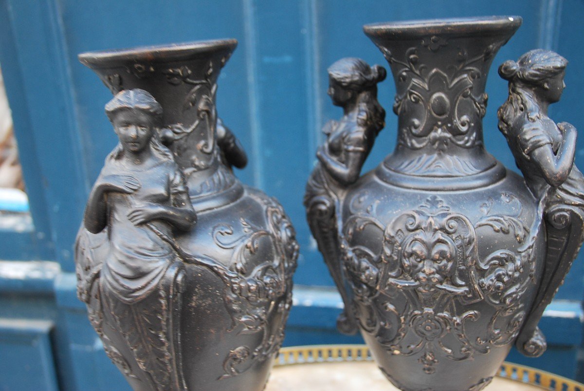 Pair Of Neoclassical Terracotta Vases In The Style Of B Bloch-photo-3