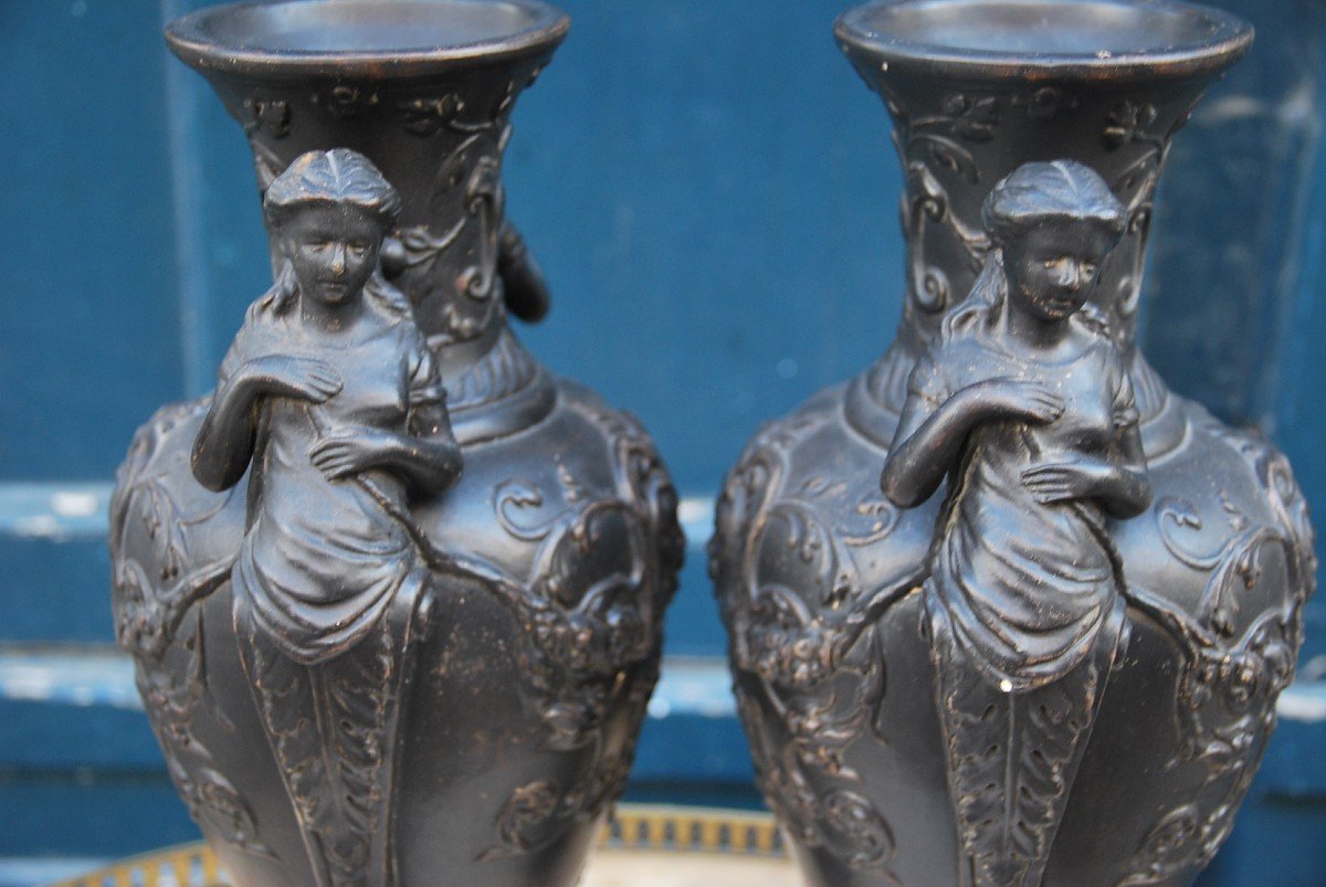 Pair Of Neoclassical Terracotta Vases In The Style Of B Bloch-photo-5