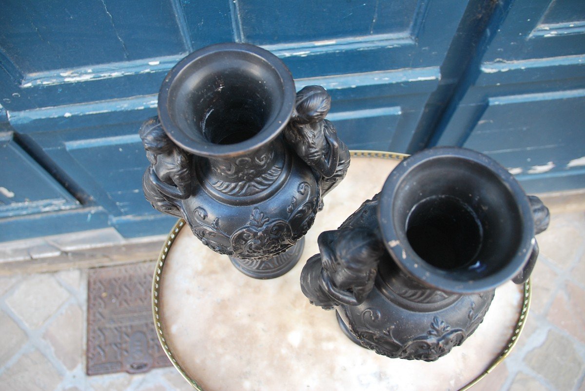 Pair Of Neoclassical Terracotta Vases In The Style Of B Bloch-photo-7