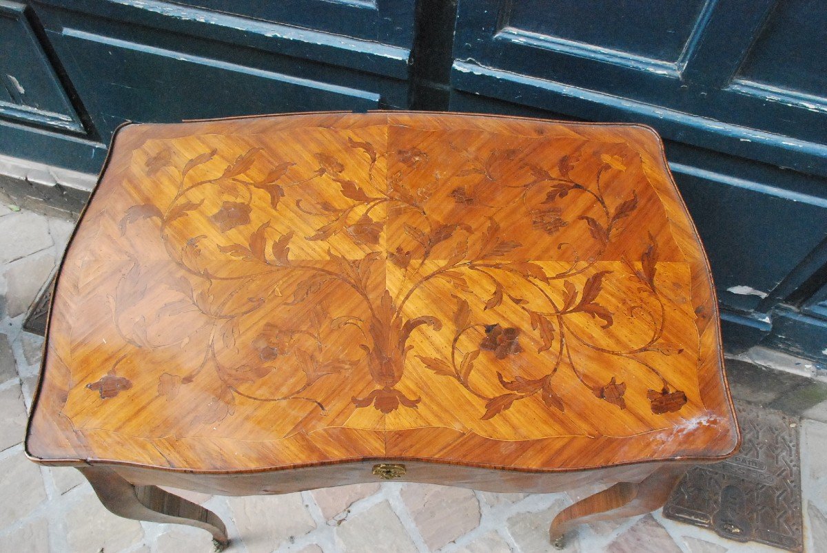 Salon Table In Louis XV Marquetry-photo-3