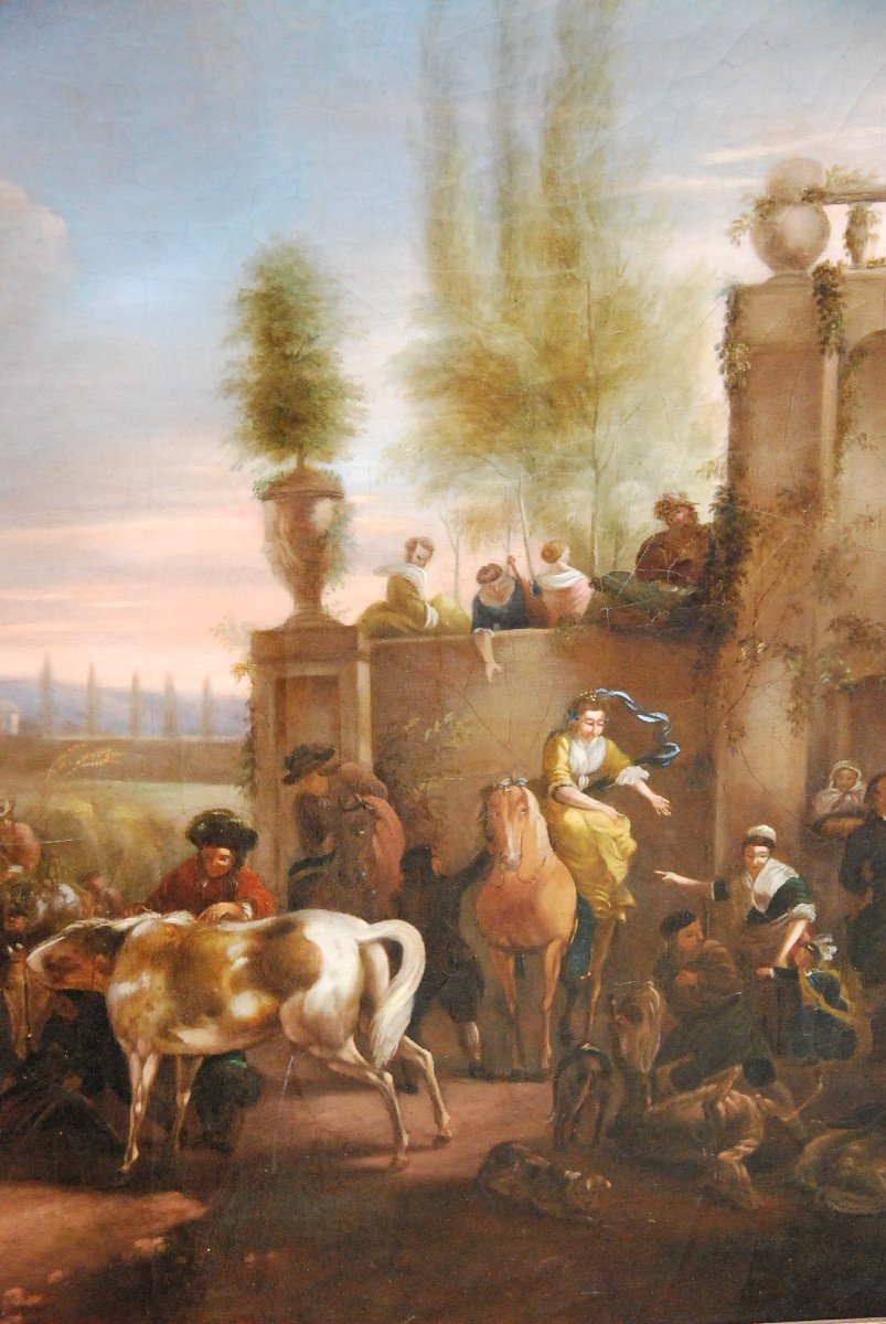 Return From Hunting, Oil On Canvas D After Wouverman-photo-1