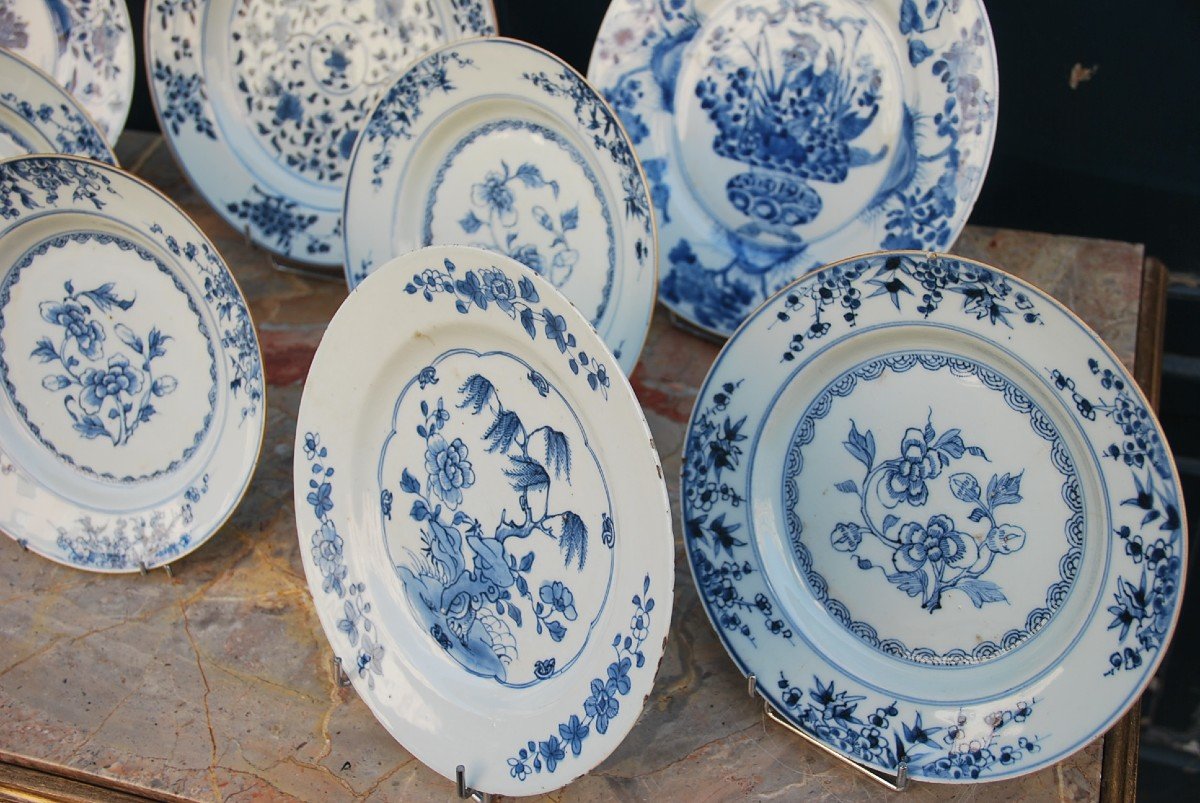 Set Of Two Dishes And Several Blue White XVIIIi Plates-photo-5