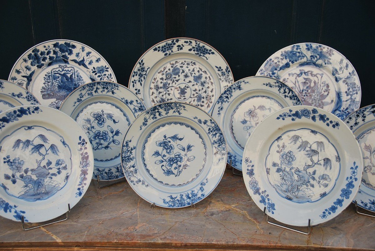 Set Of Two Dishes And Several Blue White XVIIIi Plates