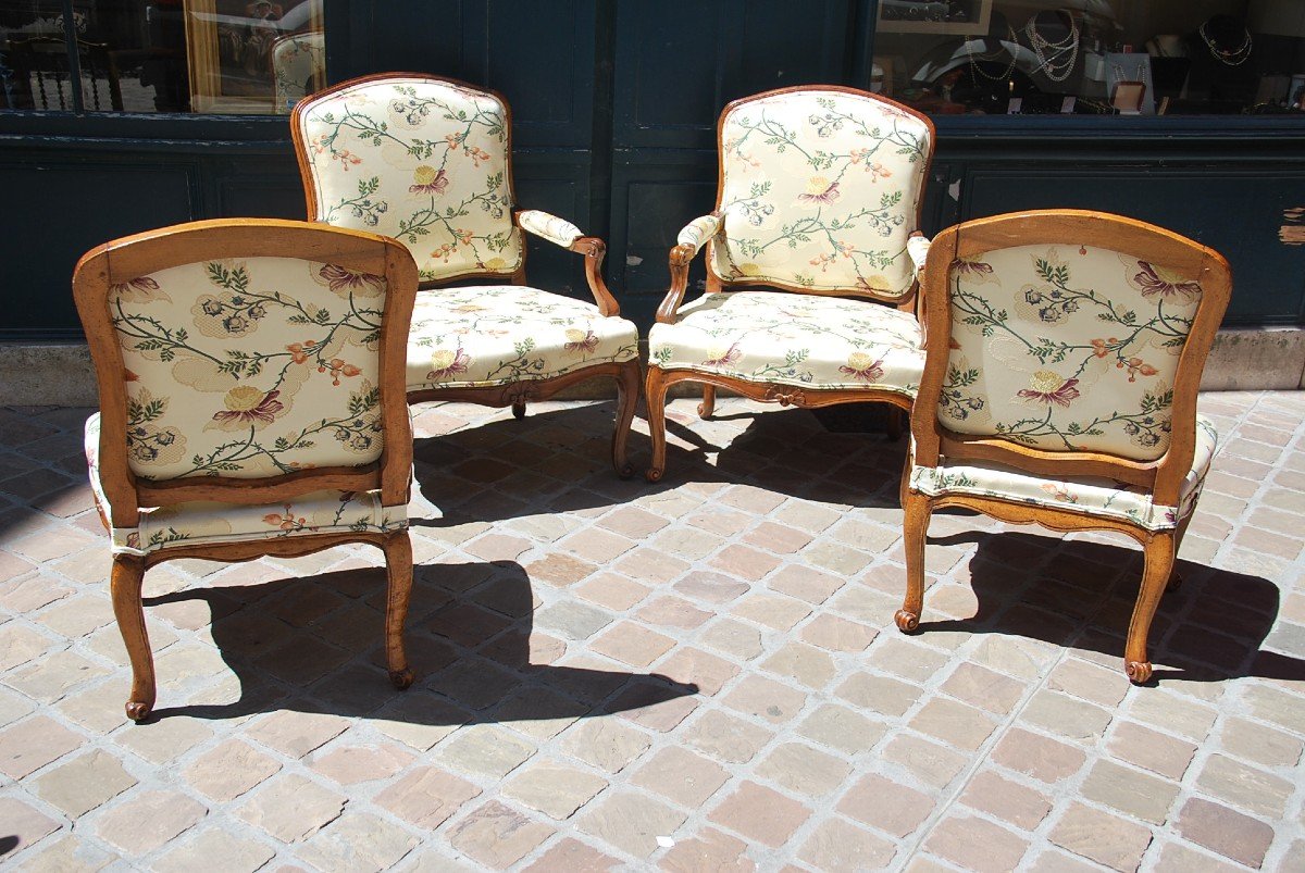 Suite Of Two Armchairs A La Reine And Two Armchairs D Louis XV Period-photo-6