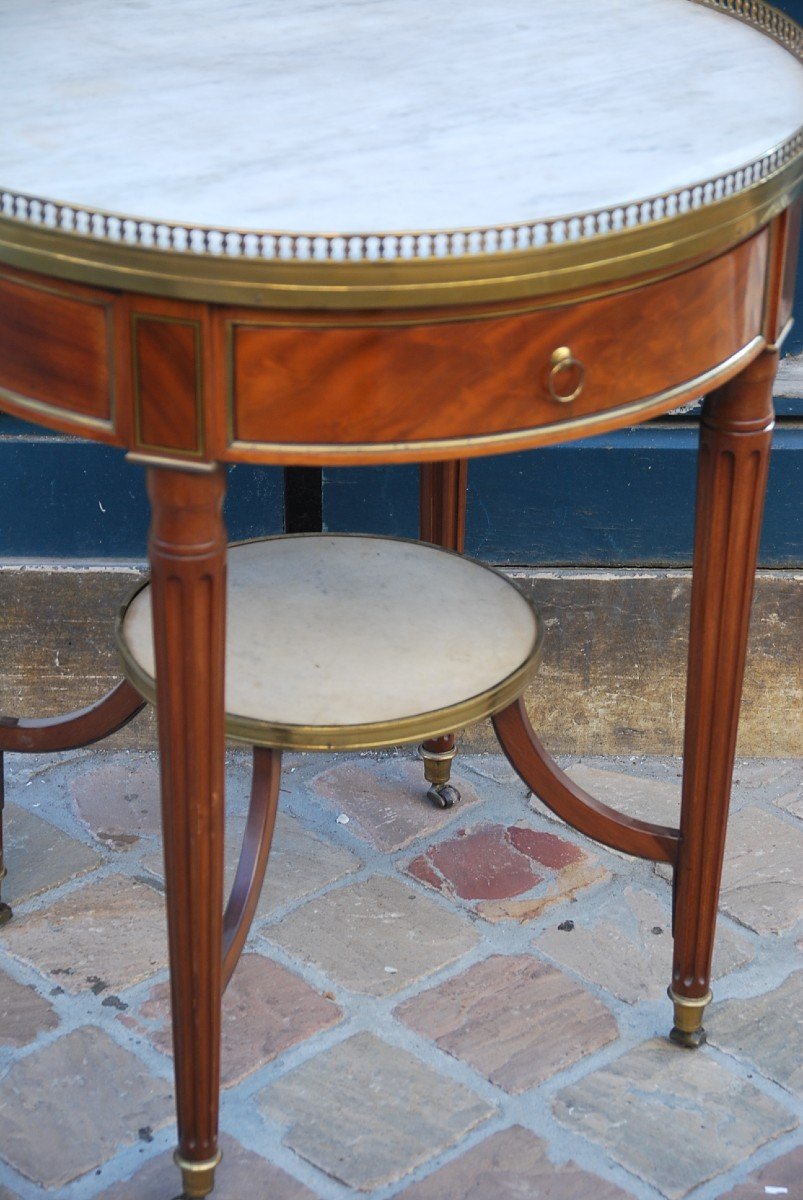 Elegant Bouillotte Table In Mahogany D Louis XVI Period-photo-1