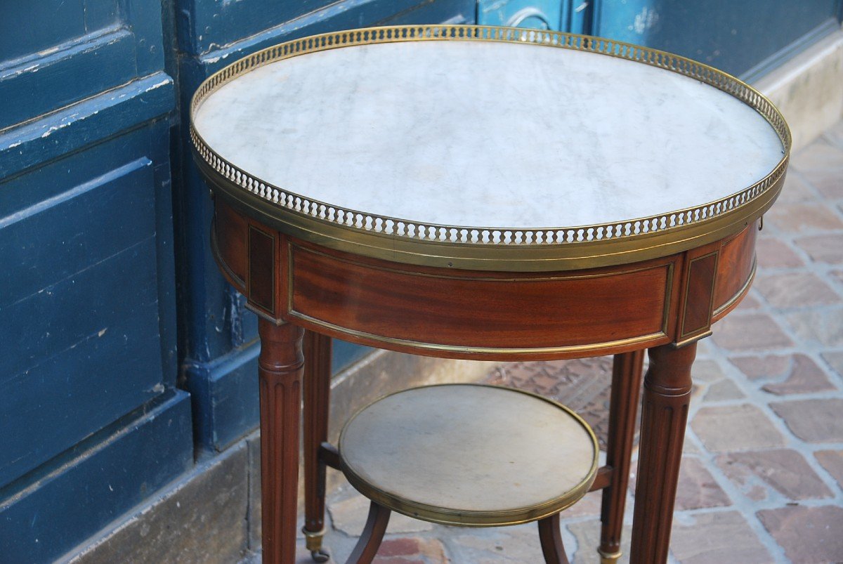 Elegant Bouillotte Table In Mahogany D Louis XVI Period-photo-2