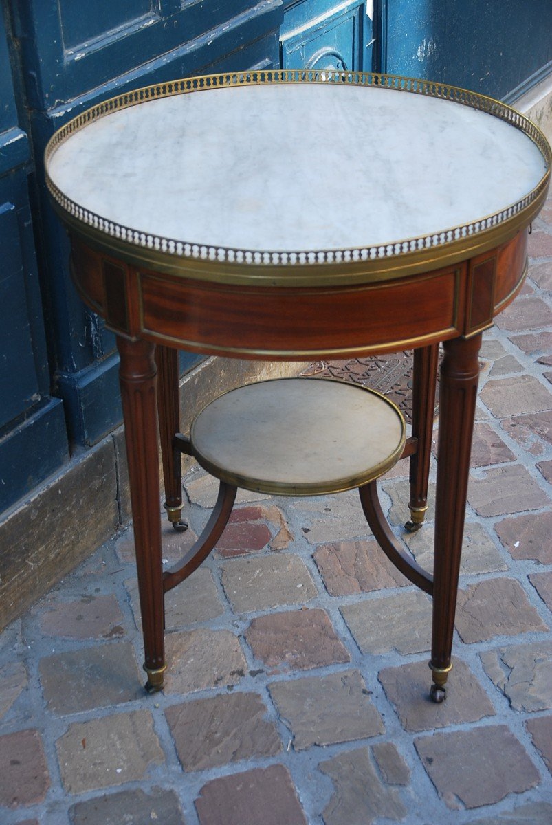 Elegant Bouillotte Table In Mahogany D Louis XVI Period-photo-3