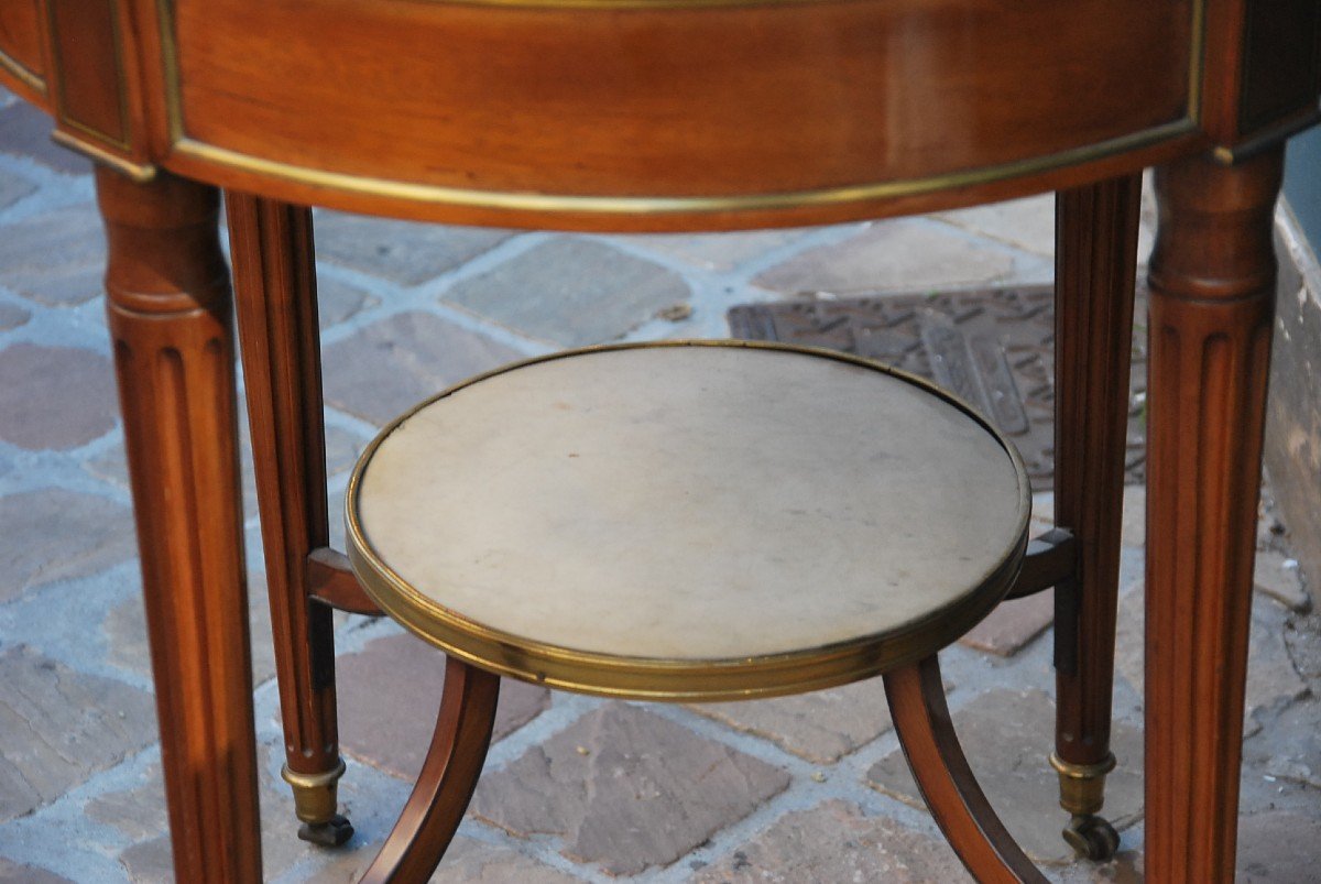 Elegant Bouillotte Table In Mahogany D Louis XVI Period-photo-7