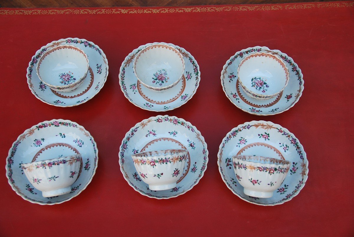 Elégante Suite De Six  Sorbets  En Porcelaine Qialong , Compagnie Des Indes -photo-1
