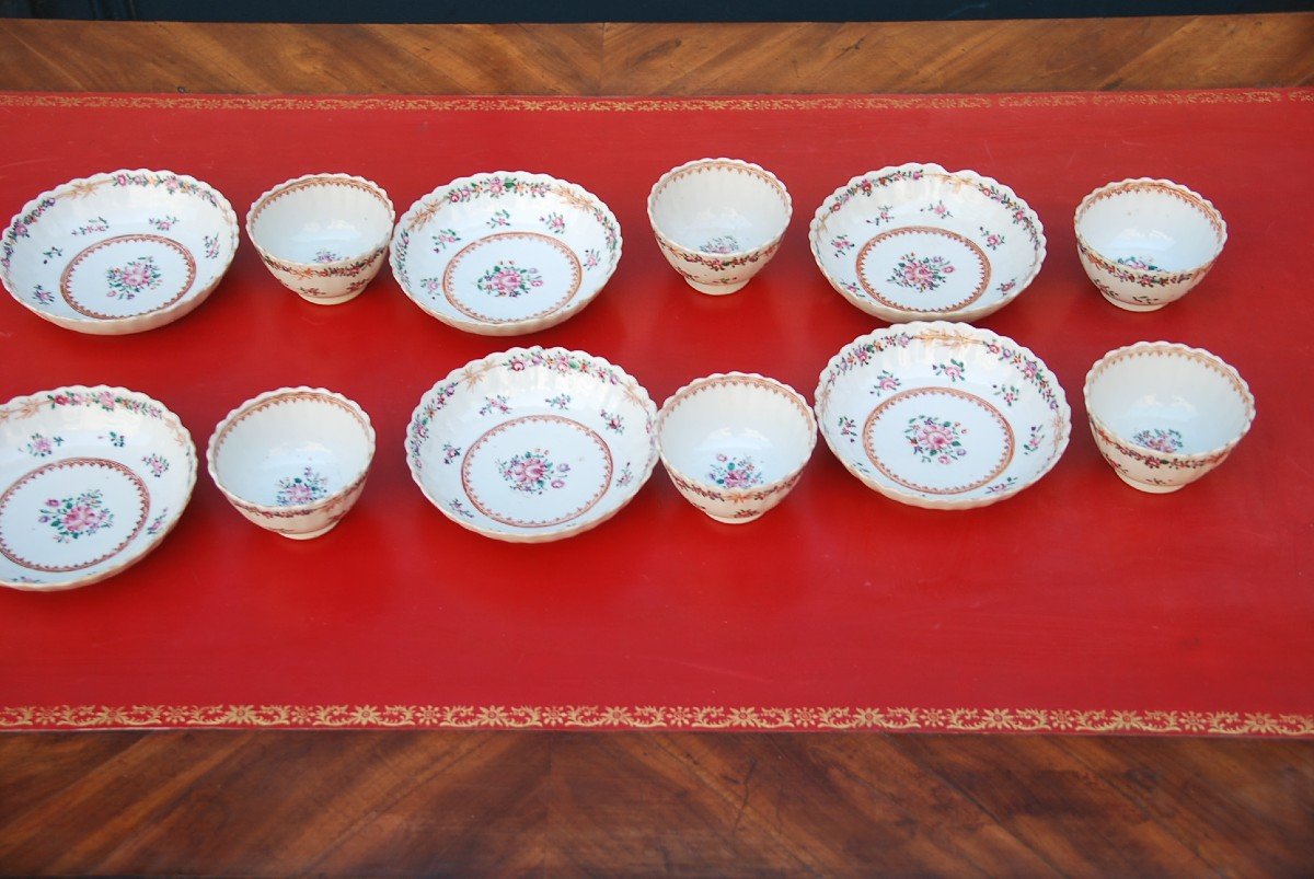 Elégante Suite De Six  Sorbets  En Porcelaine Qialong , Compagnie Des Indes -photo-2