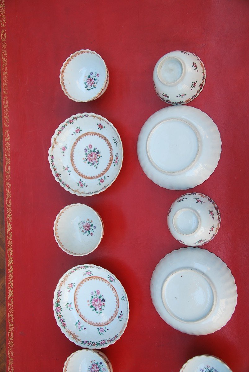 Elégante Suite De Six  Sorbets  En Porcelaine Qialong , Compagnie Des Indes -photo-7