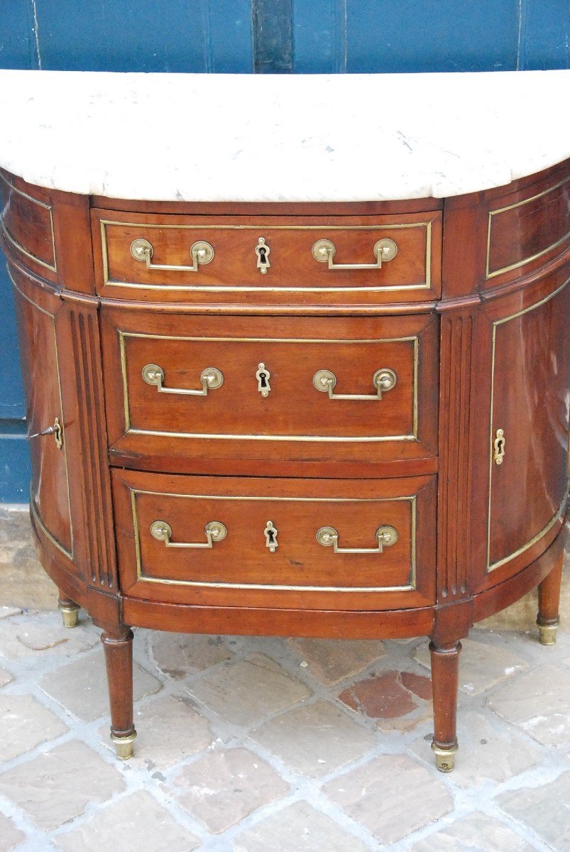 Small Mahogany Half Moon Commode D Directoire Period-photo-1