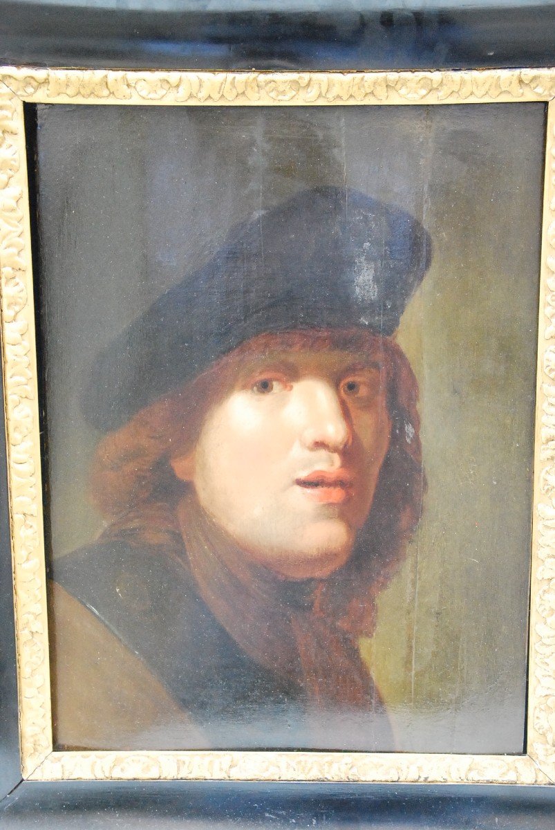 Oil On Panel, Self-portrait D After Rembrandt XVII-photo-2