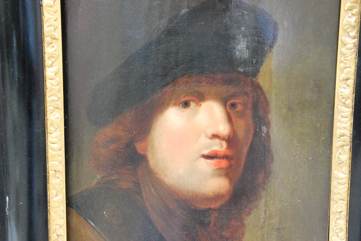 Oil On Panel, Self-portrait D After Rembrandt XVII-photo-2