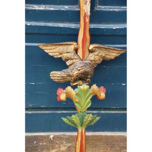 Element En Bois Sculpté Avec Aigle XIX