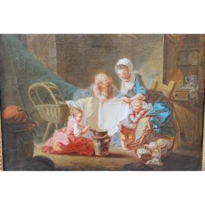 Fragonard Suiveur , L Heureuse Famille . école XVIII