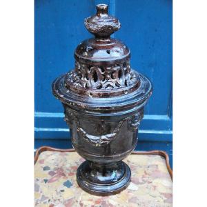 Large Perfume Burner In Enamelled Earthenware Provence XIX