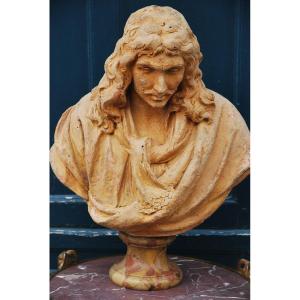 Elegant Terracotta Bust Representative Molière