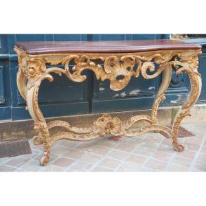 Console In Carved Wood D Louis XV Period