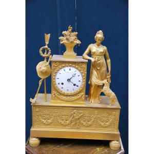 Pendulum In Gilt Bronze D Empire Period Allegory Of The Garden XIX