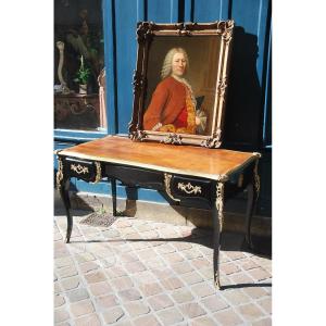 Louis XV Style Black Lacquered Flat Desk Jansen