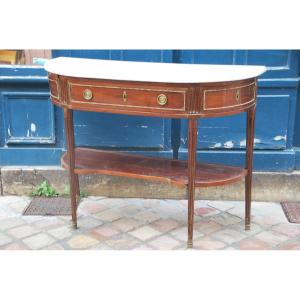 Vassou, Half Moon Console In Mahogany Louis XVI Period