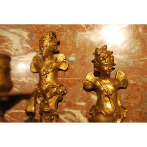 Pair Of Bronze Apliques From The Regency Period With Zephyrs