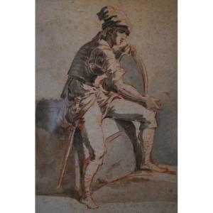 Dessin Italien XVIII , Homme Au Bouclier 