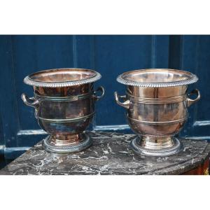 Pair Of XVIII Style Metal Bottle Buckets