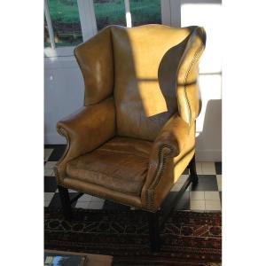 Large Comfortable Wingback Leather Armchair England