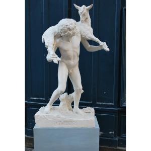 Daphnis , Grande Sculpture En Platre Par Charles Jean Marie Degeorge XIX