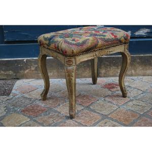 Tabouret D époque Regence Laqué Vert D Eau Provence XVIII