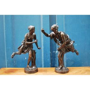 Paire De Sujets En Bronze Dans Le Gout De La Grèce Antique 