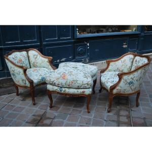 Louis XV Style Three-part Long Chair