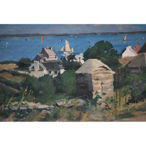 View Of Brittany, Oil On Canvas By Renée Carpentier