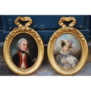 Pair Of Charming Portraits Of The Marquis Of Louans And Ormenans