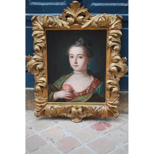 Portrait d une élégante Venise XVIII Pietro Longhi suiveur de