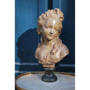 Bust Of Young Girl, Signed By Ferdinand Cian, XVIII Style