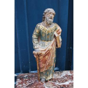 Statue De Saint Antoine Bois Polychrome XVIII