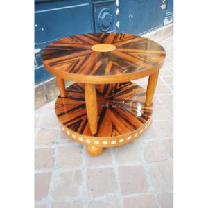 Gueridon En Placage Art Deco De Francique Chaleyssin Vers 1925